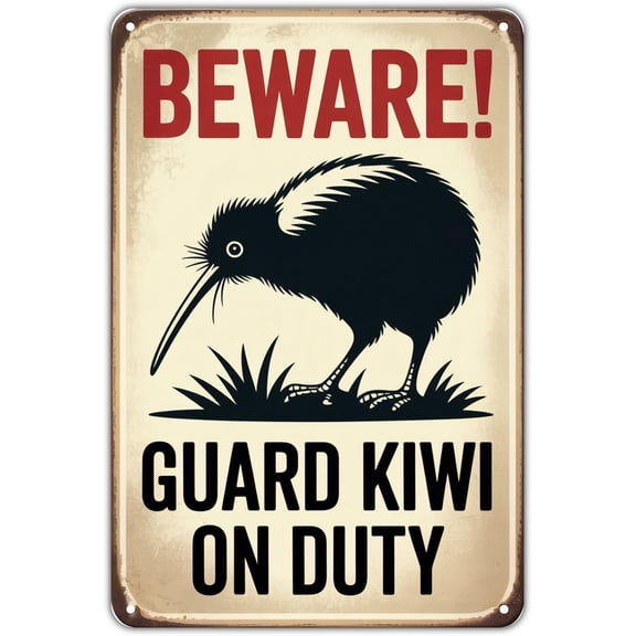 Kiwi Bird On Duty Vintage Metal Tin Sign, Garden Yard Porch Home Bar Bedroom Kitchen Wall Decor, 8 x 12 Inch