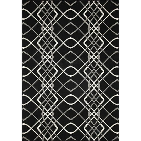 Dynamic Rugs VL281643910 2 ft. 2 in. x 7 ft. Villa 1643 Rectangle Blend of Viscose & 2- Color Shrink Polyester Area Rug - 910 Black & (Best Way To Shrink Polyester)
