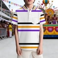 thumbnail image 2 of Glisme Boys Striped Shirt With Buttons Lapel Collar Pocket Casual Short Sleeve T-Shirt For Teenagers Gentleman Top Golf Polo Shirts For Boys Size 5-6 Years, 2 of 4