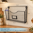 Hanging Metal File Rack Black 6 Pockets Hanging Wall Mount Metal File Organizer Mail Rack ...