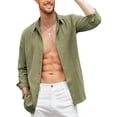 thumbnail image 2 of UKAP Mens Shirts Lapel Neck Blouse Button Down Tops Regular Fit Work Tunic Shirt Green 3XL, 2 of 8
