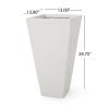 Fardeen Outdoor Modern Small Cast Stone Planter, White