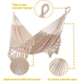 thumbnail image 5 of Handwoven Hammock by Thick Cotton Rope XXL Two Person Hammock for Outside, Patio Backyard Garden 550LB Capacity, 5 of 12