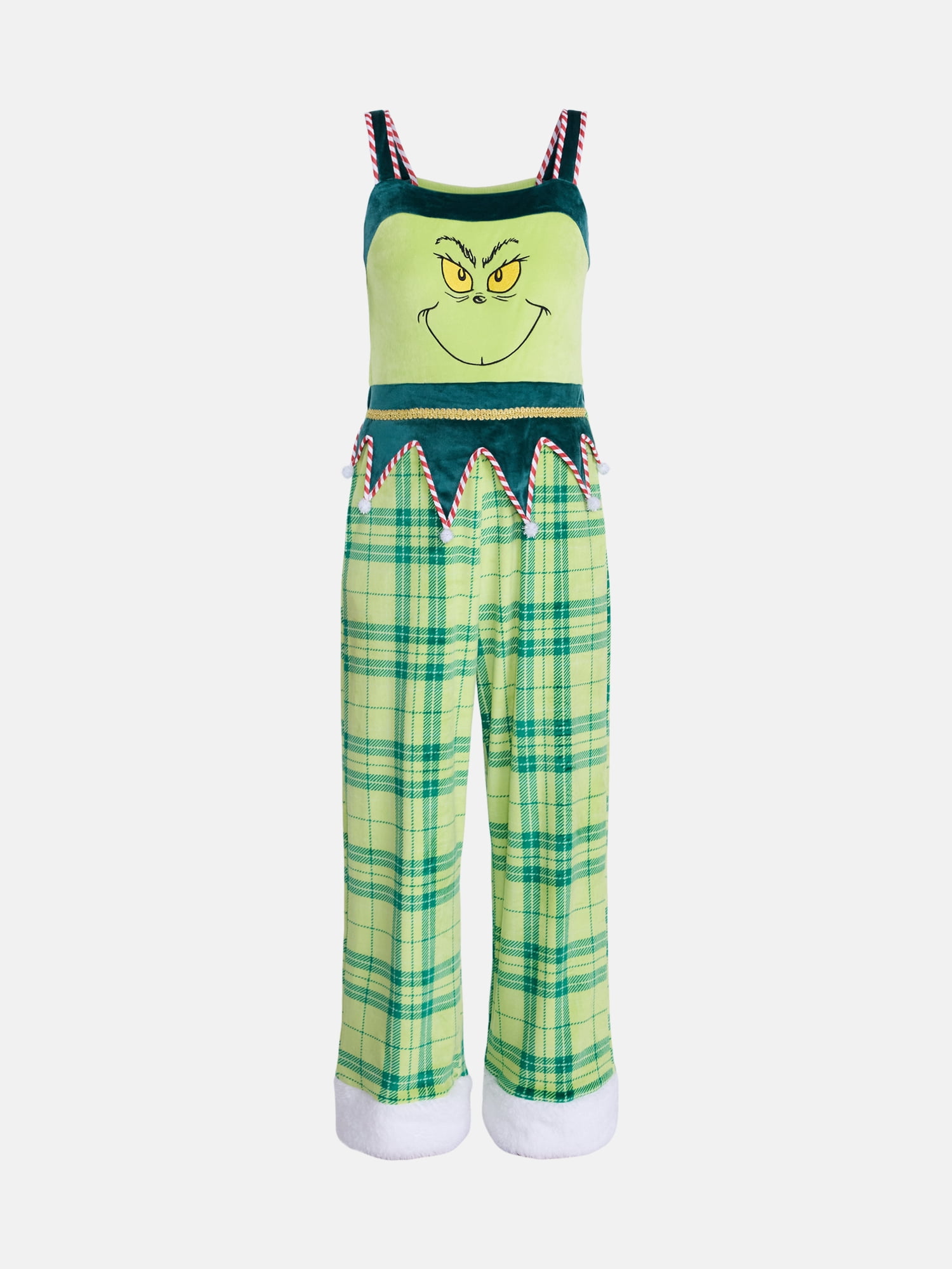 Dr. Seuss The Grinch Women's Christmas Velvet Jumpsuit, Sizes XXS-XXL