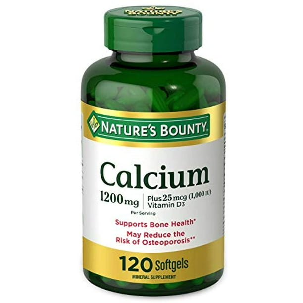 Calcium Carbonate & Vitamin D By Natures Bounty, Supports Immune Health & Bone Health, 1200Mg