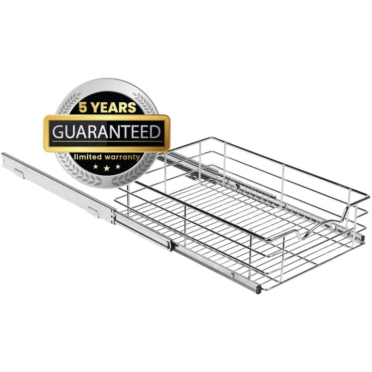 HOLD N' STORAGE Heavy-Duty Premium Collection Pull Out Cabinet Organizer –  Cabinet Drawer Slide Outs –Lifetime Limited Warranty – Basket Size 11 W x