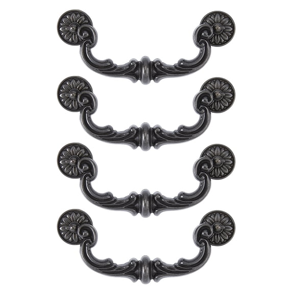 4 Sets Vintage Bail Pull Handles 6.5 inch Hole Center Drawer Handles Alloy Black Drop Pulls Decorative Cabinet Pull