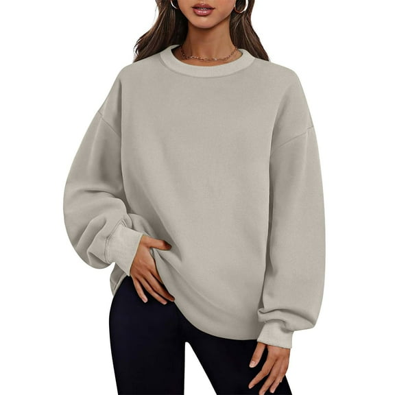 Enjoytime Women Oversized Sweatshirt 2025 Fashion Solid Color Long Sleeve Crewneck Tops for Women Casual Loose Pullover Shirts Tops