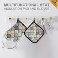 thumbnail image 4 of Yayeee Oven Mitts and Pot Holder Set of 2 Heat Resistant Kitchen Gloves Baking Hot Pad, Green Art Pattern, 4 of 5