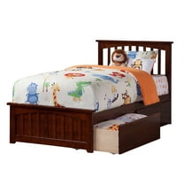 Mission Platform Bed with Matching Foot Board with 2 Urban Bed Drawers in, Multiple Colors and Sizes