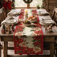 thumbnail image 7 of Sm:)e Red White Poinsettia & Pine Cone Christmas Table Runner, 13 x 72 Inch Red Farmhouse Table Decor, Universal for Indoor Outdoor Kitchen, Home & Party Decoration, 7 of 7