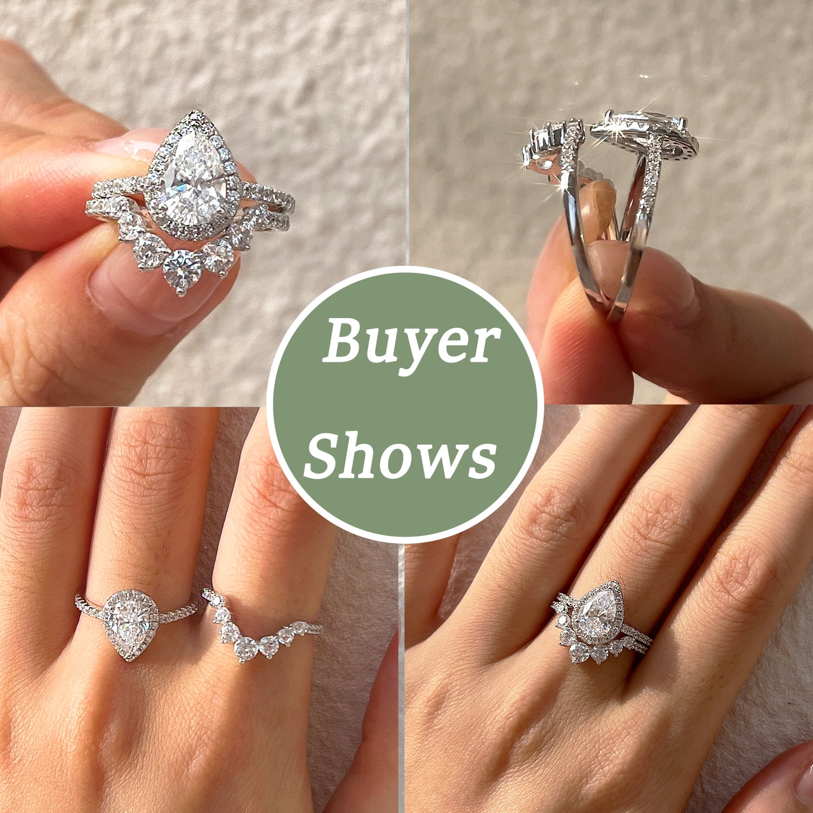 Wuziwen 3.5CT Vintage Engagement Rings Wedding Ring Set for Women 925 Sterling Silver CZ Size 7