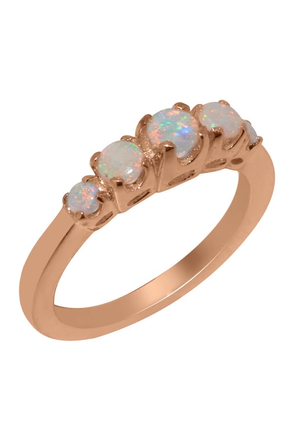 LBG British Made 9k Rose Gold Genuine Natural Opal Womens band Ring - 33 size options - Size 5.5