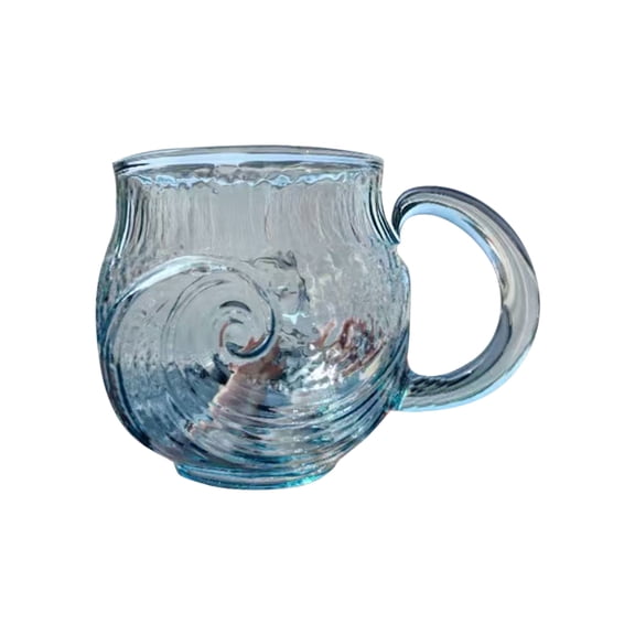 SugarBloom Water Glasses, Sea Wave Mug with Ocean Style Glass Design, Creative Marine Themed Drinking Cup for Home & Office,