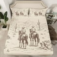 thumbnail image 2 of Castle Fairy Kids Teens Adults Vintage Cowboys 4 Pieces Queen Sheet Sets,Western Theme Vintage Aesthetic Ultra Soft Flat Sheet,Desert Cactus Queen Fitted Sheet,Luxury Bedroom Decor, 2 of 7
