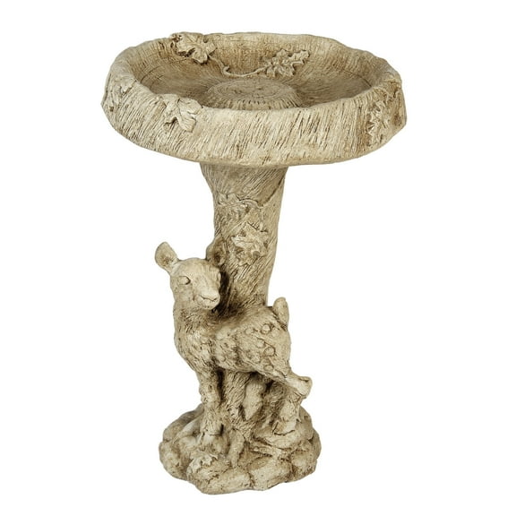 Solid Rock Stoneworks Concrete Fawn Birdbath 2pc 26" Tall - Buff Color