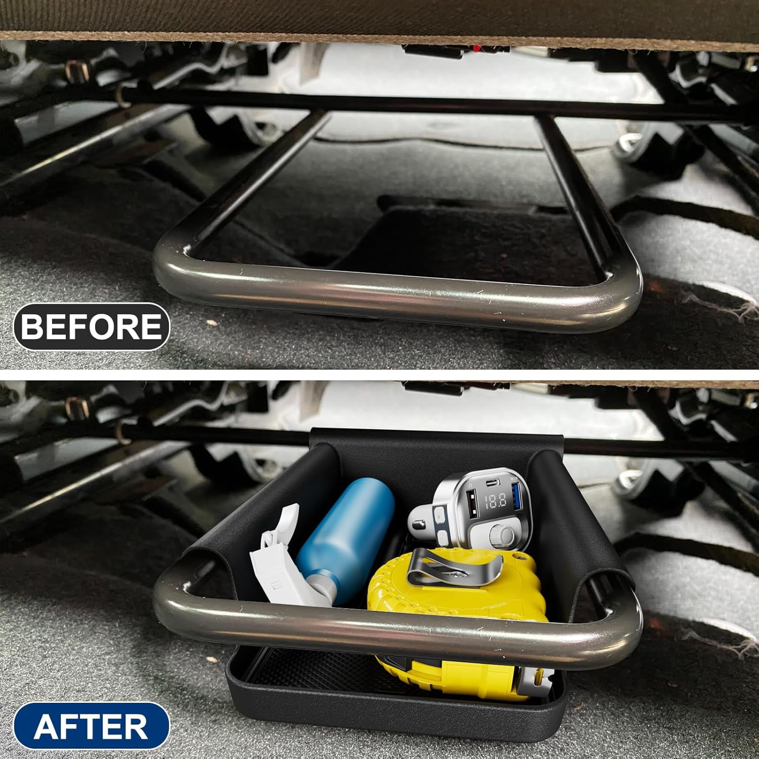 DIAMOOKY Jeep Wrangler & Gladiator Accessories 2PCS Front Under Seat Storage Bin & Center Console Hidden Organizer Box