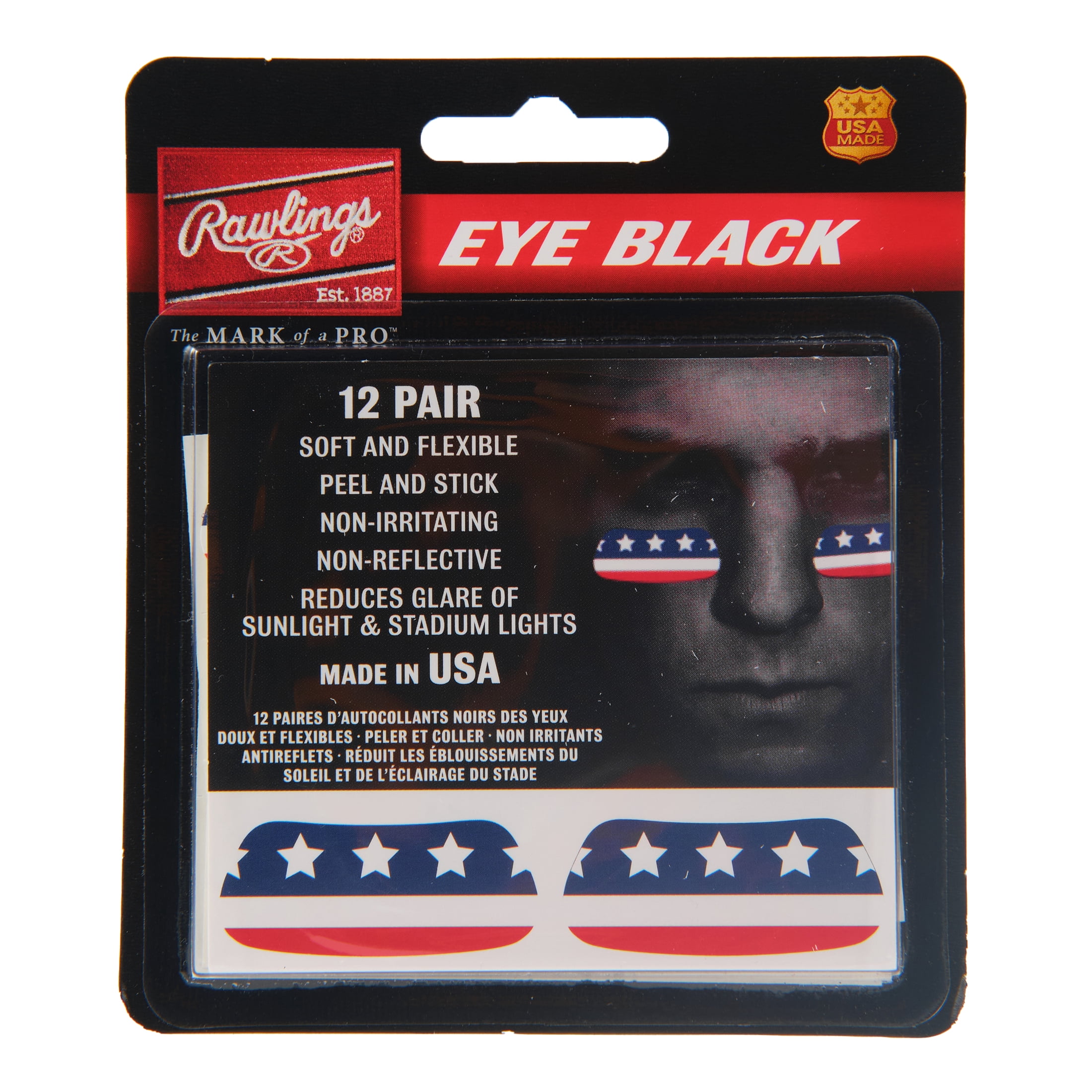 (3 pack) Rawlings Sporting Goods Eye Black Sticker Stars & Bars