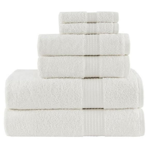Pemberly Row Organic 6-Piece 100 Percent Cotton Towel Set in White