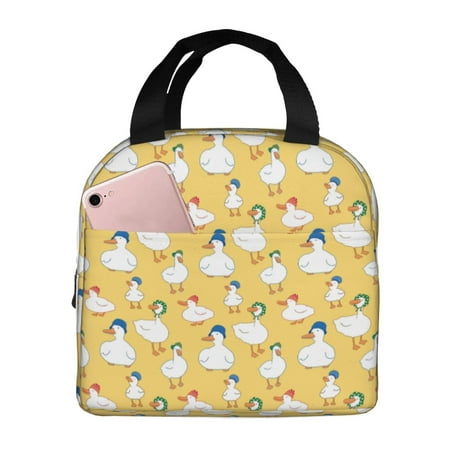Insulated Lunch Bag for Women Men - Cartoon Funny Cute Duck with Hat Leakproof Cooler Lunch Box for Women Men  Lunch Tote Bags for Work School Picnic Travel