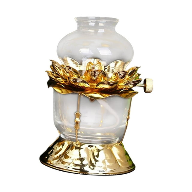 Lámpara de aceite Lámpara de ghee Lámpara de flor de loto Luz de vela Linterna de aceite Suministros budistas S