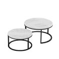 thumbnail image 1 of Set de 2 Mesas de Centro Circulares Bluelander con Soportes de Acero, Blanco/Negro, 1 of 5