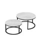 thumbnail image 1 of Set de 2 Mesas de Centro Circulares Bluelander con Soportes de Acero, Blanco/Negro, 1 of 5