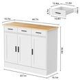 thumbnail image 5 of DIYART 43.3" W Buffet Cabinet, Coffee Bar Cabinet with 3 Drawers & 3 Doors, Kitchen Buffet Sideboard for Living Room, Kitchen, White, 5 of 7
