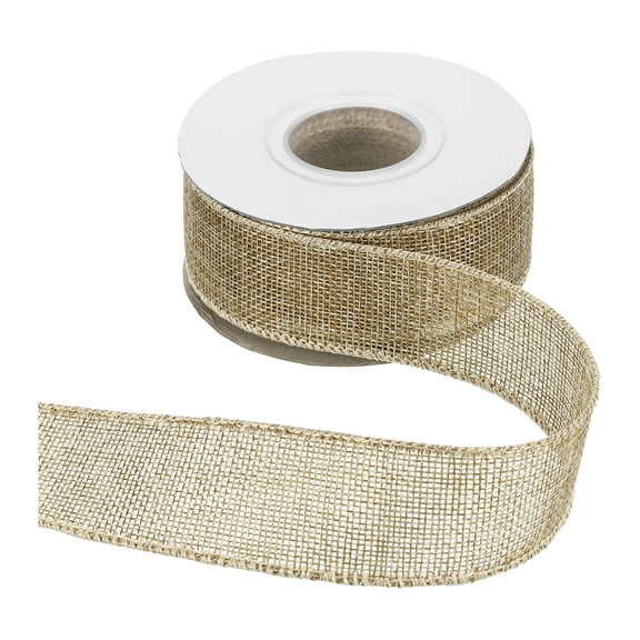 Uxcell Burlap Wired Ribbon 1-1/2" x 10 Yard Wired Edge Ribbon Woven Strap, Natural
