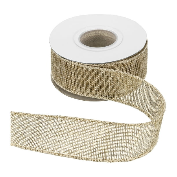 Cinta de Arpillera con Alambre Uxcell 1-1/2" x 10 Yardas, Cinta de Borde con Alambre, Correa Natural