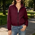 thumbnail image 5 of Admvng Women's Stand Collar Full Zip Cropped Windbreaker Jacket Pocket Lightweight Casual Outerwear, 5 of 9