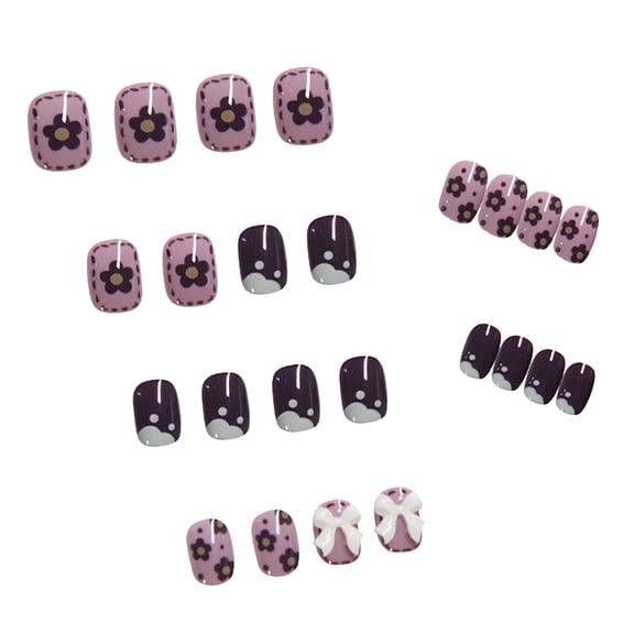 pengxiang Clearance Nails Kit Acrylic Set,White Full Coverage Nails Ladies And Girls 24 Pieces Short With 1ml