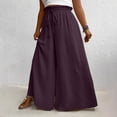 thumbnail image 4 of Lmnyox Plus Size Pants for Women Baggy Wide Leg High Waist Palazzo Trousers Casual Fashion Travel Pants with Pockets, 4 of 6