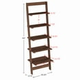 thumbnail image 2 of Lavish Home 5-Tier Slatted Wood Leaning Ladder Shelf for Narrow Storage, Wooden Bookcase for Living Room, Bathroom, Kitchen, Office or Bedroom  in Walnut Finish, 2 of 6