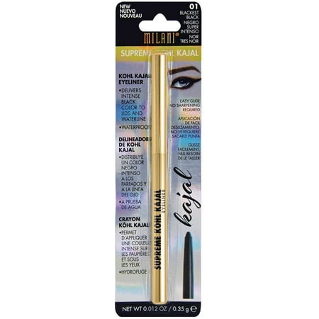 Milani Supreme Kohl Kajal Eyeliner Pencil, Blackest Black [01],