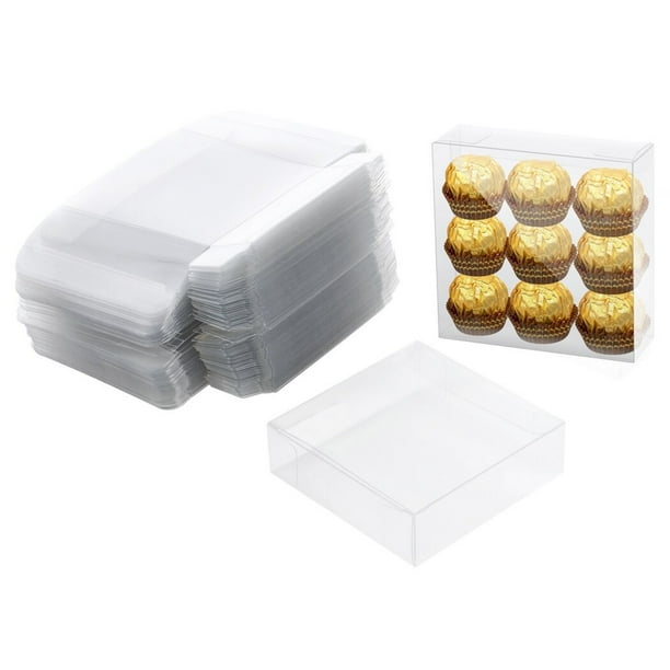 Decvel Cajas Transparentes De 3 X 3 X 3 Pulgadas  Paquete De 50  Caja De Macarron Caja De Regalo