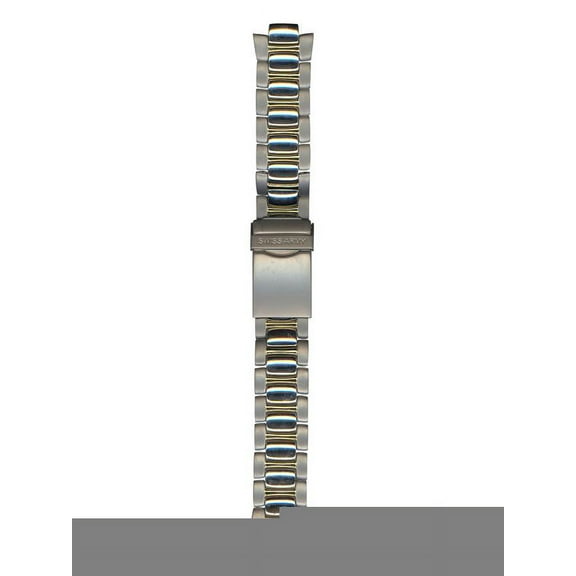 Valiant Series, Stainless Steel Metal, Two Tone Bracelet, Silver Clasp, 19mm, Large Size, Safety Clasp, Diver Extension, <BR>Fits Watch Model 24443, 09453