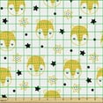 thumbnail image 2 of Cartoon Fabric by the Yard Upholstery, Hand Drawn Bear Heads Stars and Polka Dots Funky Pattern, Decorative Fabric for DIY and Home Accents, Mustard Charcoal Grey by Ambesonne, 2 of 5