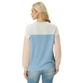 thumbnail image 6 of JWD Women's Top Fashionable Color Blocked Long Sleeved Round Neck Knitted Casual Loose Pullover Shirt Warm Shirt Top PJ-White Sky Blue S, 6 of 8