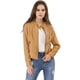 thumbnail image 1 of Chaqueta corta de motociclista Allegra K de Piel sintética asimétrica con cremallera frontal para mujer Kahki S, 1 of 6