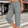 thumbnail image 6 of Cargo Capri Pants for Women High Waisted Elastic Knit Waist Casual Capris Trousers Quick Dry Hiking Cropped Pants with Pocket, 6 of 8