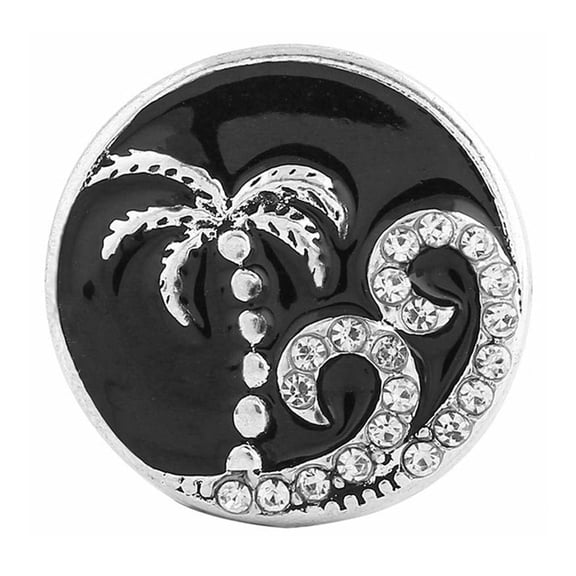 Palm Tree Waves Beach Snap Jewelry Ginger Charm Button, For Interchangeable DIY Customizable Accessories