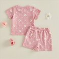 thumbnail image 4 of KPOPLK 6 9 12 Months 2T 3T 4T Baby Girl Summer Clothes Toddler Girl Casual Outfit Short Sleeve Daisy Print T-Shirt Shorts Set(18-24 Months,Pink), 4 of 8