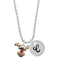 thumbnail image 1 of Delight Jewelry Silvertone Reindeer with Christmas Lights Silvertone Script Initial Disc - C - Charm Necklace, 20"+3", 1 of 4