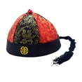thumbnail image 1 of Sombrero de príncipe heredero, sombrero de emperador Qing, sombrero Oriental chino de satén, sombrero de propietario para fotografía, Fiesta Temática, Negro Rojo 56cm, 1 of 8