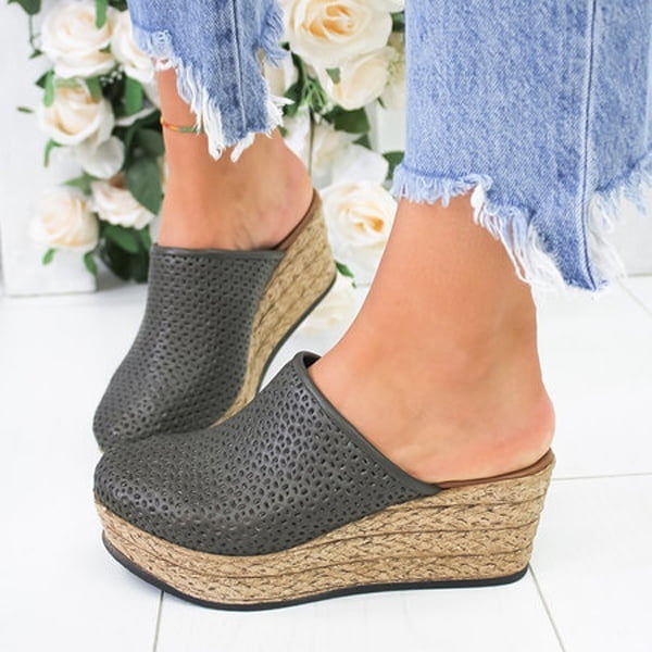 shoedazzle dorry closed toe wedge womens denim size 9.5