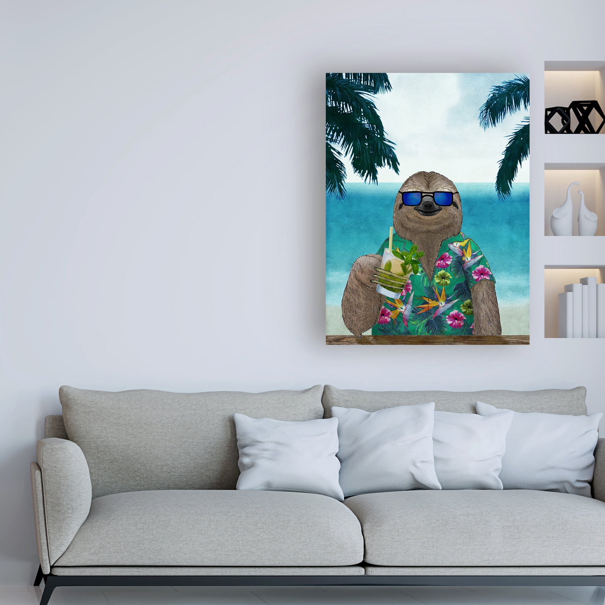 Trademark Fine Art 'Sloth on Summer Holidays' Canvas Art by Barruf