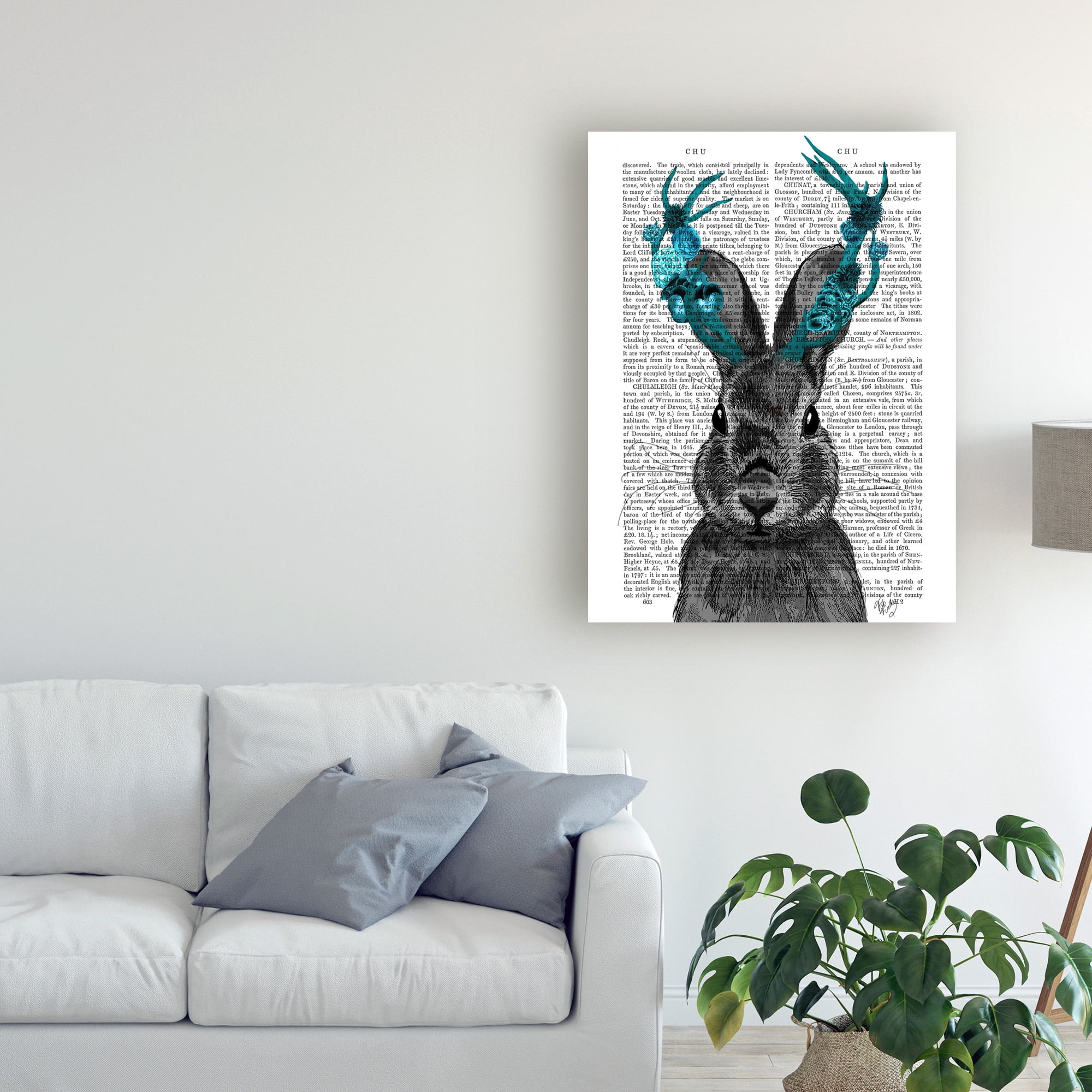 Trademark Fine Art 'Jackalope With Turquoise Antlers' Canvas Art by Fab Funky