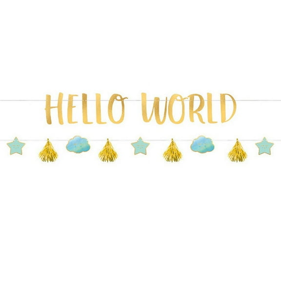Baby Shower 'Hello World Boy' Banner Kit (2pc)
