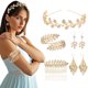 thumbnail image 5 of Elegante Vintage Brazo Puño Joyería de Novia para la boda de aleación de novia de dama de honor brazalete de oro de la hoja de cristal brazalete, 5 of 6